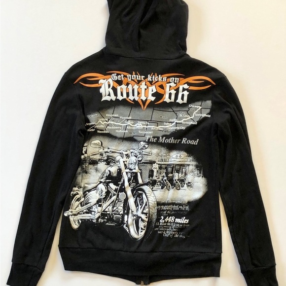 Big Bang USA Tops - Vintage Route 66 Big Bank USA Biker Hoodie  Women's S see Measurement No Tag